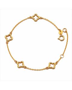 Real Gold Four Imperial Clover Adjustable Size Bracelet (16+3=19 cm) 1463 BR1926