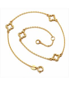 Real Gold Four Imperial Clover Adjustable Size Anklet (23+2=25 cm) 1463 A1358