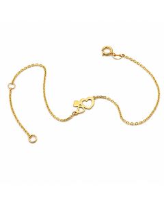 Real Gold Twin Heart Charm Adjustable Size Bracelet (16+3 = 19 CM) 1474 BR1928