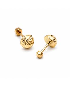 Real Gold Stardust Dome Glittering Screw Lock Earring Set 0006 MM / VK3 E1976