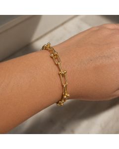 Real Gold GZTF Hardware With Real TF Lock Solid Chain Bracelet 0372 (19 C.M) BR1467