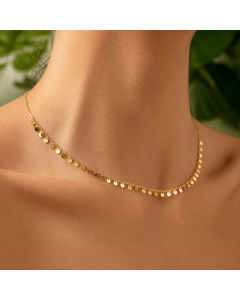 Title Real Gold Minimalist Round Piece Dangler Hanging Elegant Luxury Necklace (40 C.M) 0375 N1557