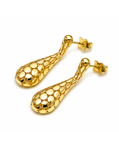 Real Gold Snake Skin Hanging Stud Earring Set  - Model 0713 E1945