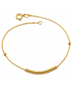 Real Gold Plain Beads Balls 2MM chain Adjustable Size Bracelet (16+3 = 19 C.M) 1337 / 2 DC BR1894