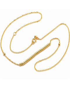 Real Gold Plain Beads Balls 2MM chain Adjustable Size Necklace (40+5 = 45 C.M) 1337/2 N1553