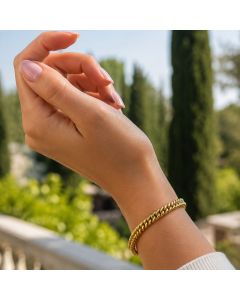 Real Gold Solid Thick Wide Chain Men and Unisex Bracelet (18 cm) - Model 1500 BR1913