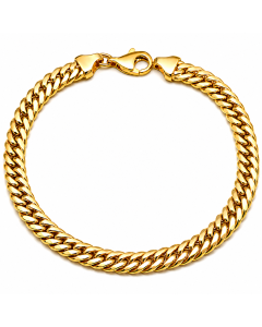 Real Gold Solid Thick Wide Chain Men and Unisex Bracelet (19 cm) - Model 1500 BR1914