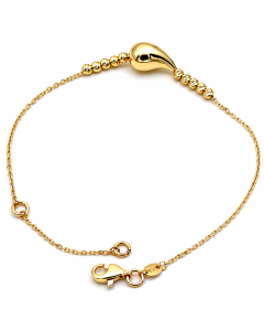 Real Gold Teardrop with Textured Beads Adjustable Size Bracelet (19 C.M) 1675-DC BR1884