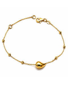 Real Gold 1 Teardrop with Textured Roller Adjustable Size Bracelet (16+3 = 19 C.M) 1676 BR1886