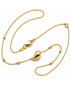 Real Gold 1 Teardrop with Textured Roller Adjustable Size Necklace (40+5 = 45 C.M) 1676 N1539