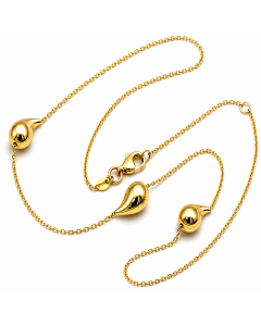 Real Gold 3 Teardrop Adjustable Size Necklace (40+5 = 45 C.M) 1677 N1540