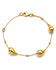 Real Gold 3 Teardrop with Textured Roller Adjustable Size Bracelet (16+3 = 19 C.M) 1679 BR1885