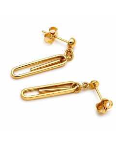 Real Gold Link Dangler Paper Single Clip Hanging Earring Set 1711 E1851