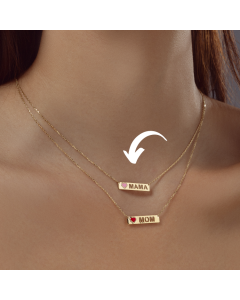 Real Gold Pink Heart MAMA Adjustable Size Necklace 7957 N1407