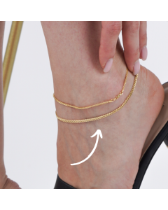 Real Gold Flat Spiga Thick Anklet 8943 (25 C.M) A1333