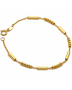 Real Gold Square Roller With 5 Beads Balls Bracelet (17 C.M) 2663 BR1890