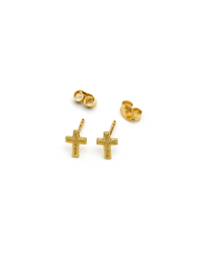 Real Gold 3D Cross Earring Set 0200-01 E1735