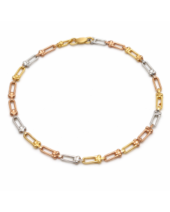 Real Gold GZTF 3 Color Hardware Solid Chain Bracelet TC-4566 (18 C.M) BR1643