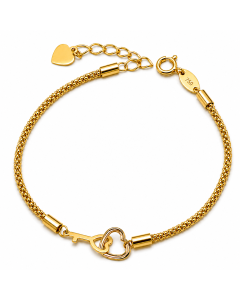 Real Gold Heart Key Twisted Belt Design Adjustable Bracelet (19 cm) - Model 4303 BR1677
