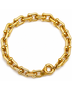 Real Gold GZTF Bold Chunky Solid Hardware Bracelet With Luxury Round Lock 4751 (18 C.M) BR1706