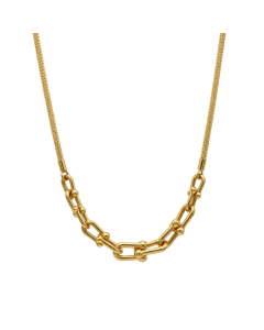 Real Gold GZTF Solid Thick Links Hardware With Round Wheat Solid Chain Necklace 45 C.M 4865 N1366