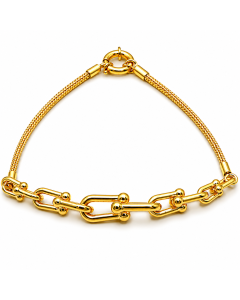 Real Gold GZTF Solid Thick Links Hardware With Round Wheat Solid Chain Bracelet 17 C.M 4865 BR1916