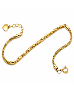 Real Gold Roller with Heart Adjustable Size Bracelet 5034 (19 C.M) BR1791