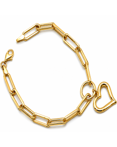 Real Gold 3D Heart Paperclip Bracelet 5045 (19 C.M) BR1789