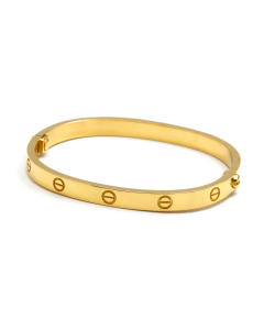 Real Gold Curved Rectangle Double Sided Screw Bangle GZJCTBLZ0254/2 - (SIZE 15) BA1550