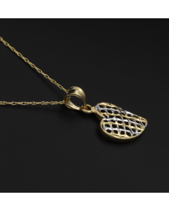 Real Gold 2C Curved Net Heart Necklace - 18K Gold Jewelry