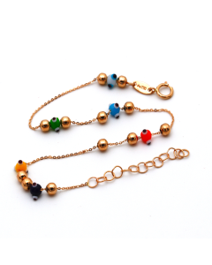 Real Gold Beads Seed Rose Gold Bracelet Adjustable Size 0053 BR1314 - 18K Gold Jewelry