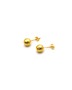 Real Gold Texture Ball Earring Set 0007/v89 E1632 - 18K Gold Jewelry