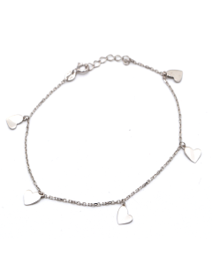 Real Gold Heart Dangler White Gold Bracelet Adjustable Size 5883 Br1346 - 18K Gold Jewelry