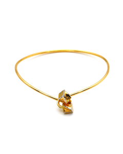 Real Gold 2 Color Square Lock Kids Bangle 0162 (SIZE 11) K1215 - 18K Gold Jewelry