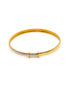 Real Gold Kids 2 Color Twisted Layered Bracelet 2251 Adjustable Size K2224 - 18K Gold Jewelry