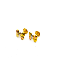 Real Gold 3 Color Textured Butterfly Screw Earring Set 0008/11 K1231