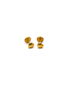 Real Gold Plain Heart Screw Earring Set K1139 - 18K Gold Jewelry