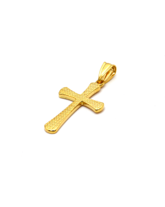 Real Gold Texture Cross Pendant 1926/10 P 1659 - 18K Gold Jewelry