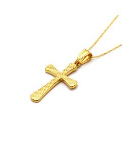 Real Gold Texture Cross Necklace 1926/10 CWP 1659 - 18K Gold Jewelry