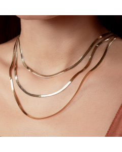 Real Gold Omega Snake Herringbone Belt Chain Necklace 0707 (45 C.M) CH1226