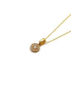 Real Gold Medium Round Stone Necklace 0848 CWP 1811