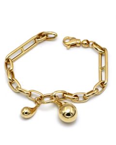 Real Gold Teardrop Paperclip Chain Bracelet 3626 (17 C.M) BR1784
