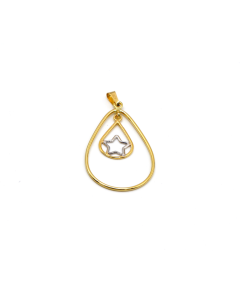 Real Gold 2 Color Dual Drop Star Hanging Pendant 1518-YW P 1851