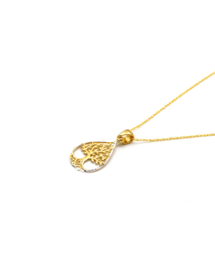 Real Gold 2 Color Drop Tree Necklace 1447-YM CWP 1854