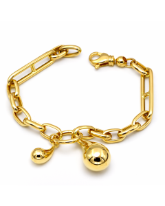 Real Gold Teardrop Paperclip Chain Bracelet 3626 (17 C.M) BR1784