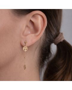 Real Gold Tree Hanging Stud Earring Set 0239-111 E1713