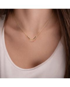 Real Gold Thick Link Stone Adjustable Size Necklace 9405 N1367