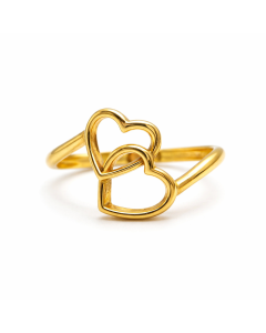 Real Gold 2 Heart Ring 7802 (Size 5) R2840