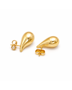 Real Gold 3D Oval Teardrop Water Drop Earring Set - Model 9138 E1856