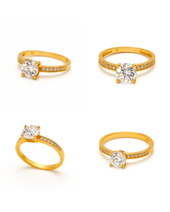Real Gold Luxury Solitaire Stone Ring 0233 (Size 5) R2699